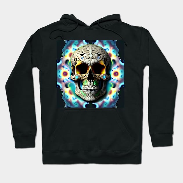 Skull Tie Dye Psychedelic Trippy Festival Hippie Graffiti Biker Hoodie by Anticulture